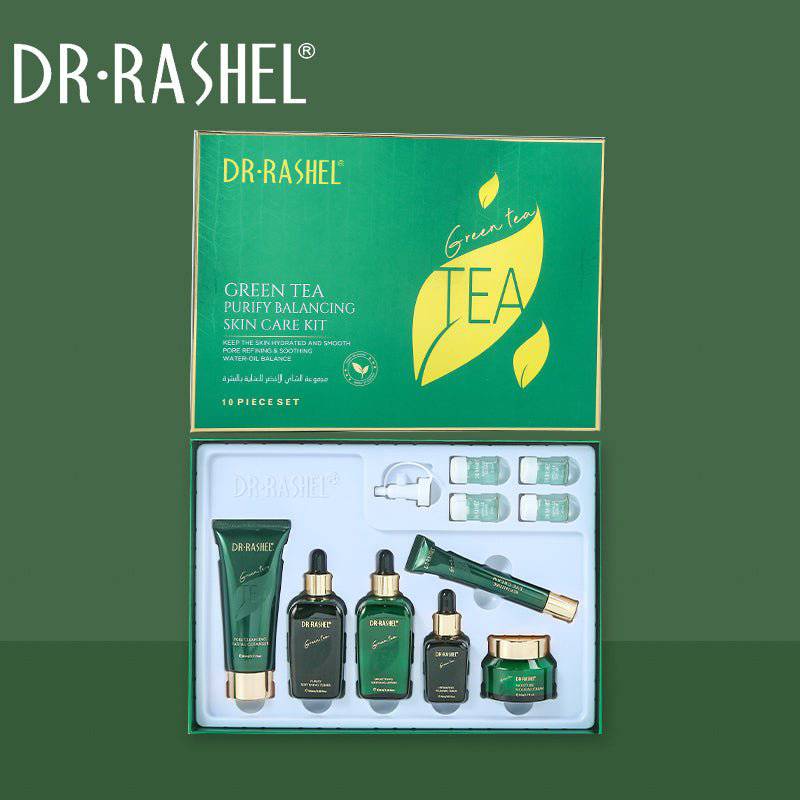 DR RASHEL Green Tea Purify Balancing Skin Care Set 10pcs Facial Care Kit - Dr-Rashel-Official